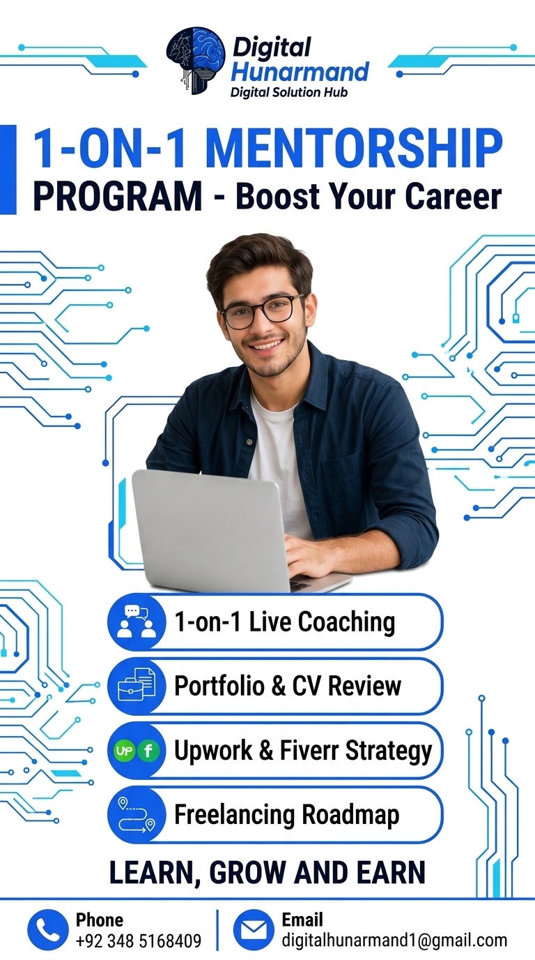 1-on-1 Mentorship Program Mobile Poster - Digital Hunarmand Hub